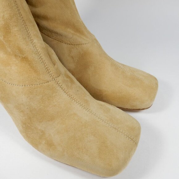 Nicholas Kirkwood Maeva Faux Pearl Stretch Booties 38 8 Curved Heel Suede $895 - Picture 11 of 15